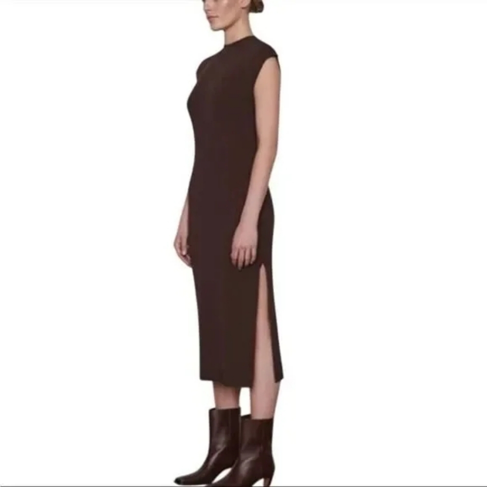 Frame Muscle Crew Organic Cotton Sleeveless Maxi Dress in Dark Chocolate Medium - Picture 3 of 11